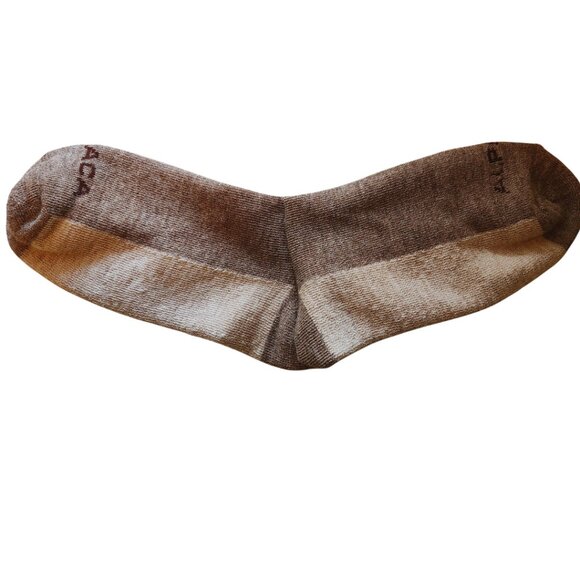 ALPACA HIGH GRADE ANKLE SOCKS FROM PERU UNISEX HEATHER BROWN TAN NWT - Picture 2 of 4